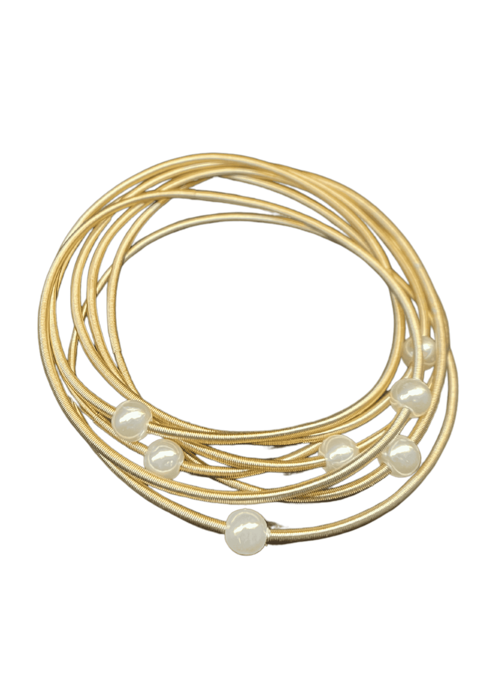Graceful Golden Pearl Bangles (Pack of 6)